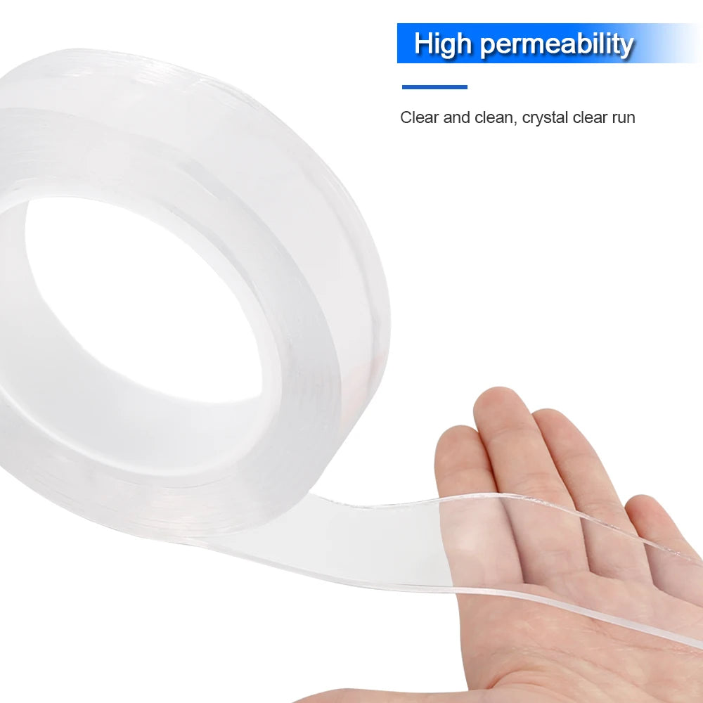 Double-Sided Transparent Tape – Heavy-Duty, Waterproof, Moisture proof, Washable & Reusable Clear Mounting Tape